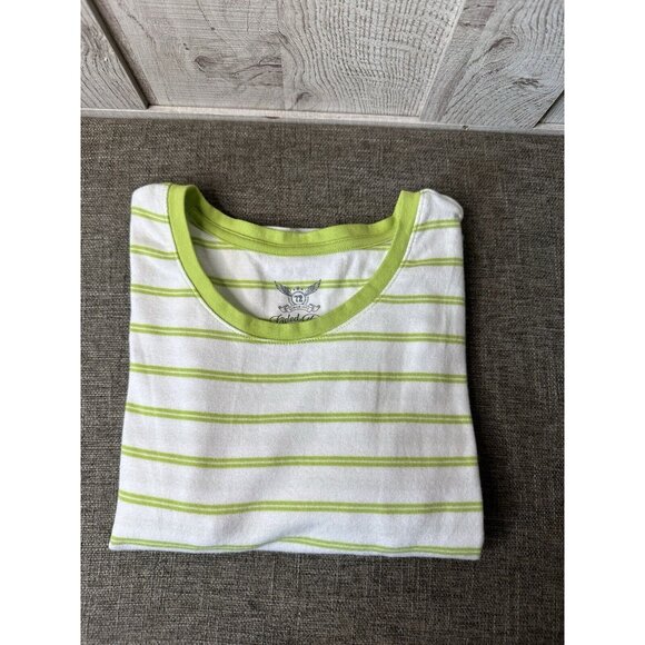 Faded Glory Tops - Faded Glory Womens Shirt Size Large Green White Striped Short Sleeves